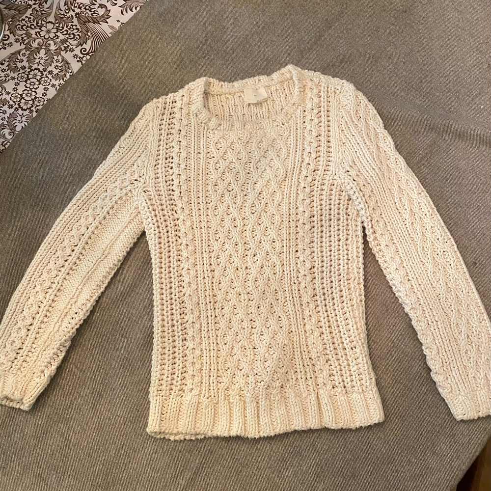 Cream Cable Knit Crew Neck Sweater